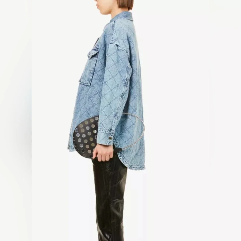 NWT Good American Quilted Relaxed Fit Denim Shacket - Picture 2 of 8